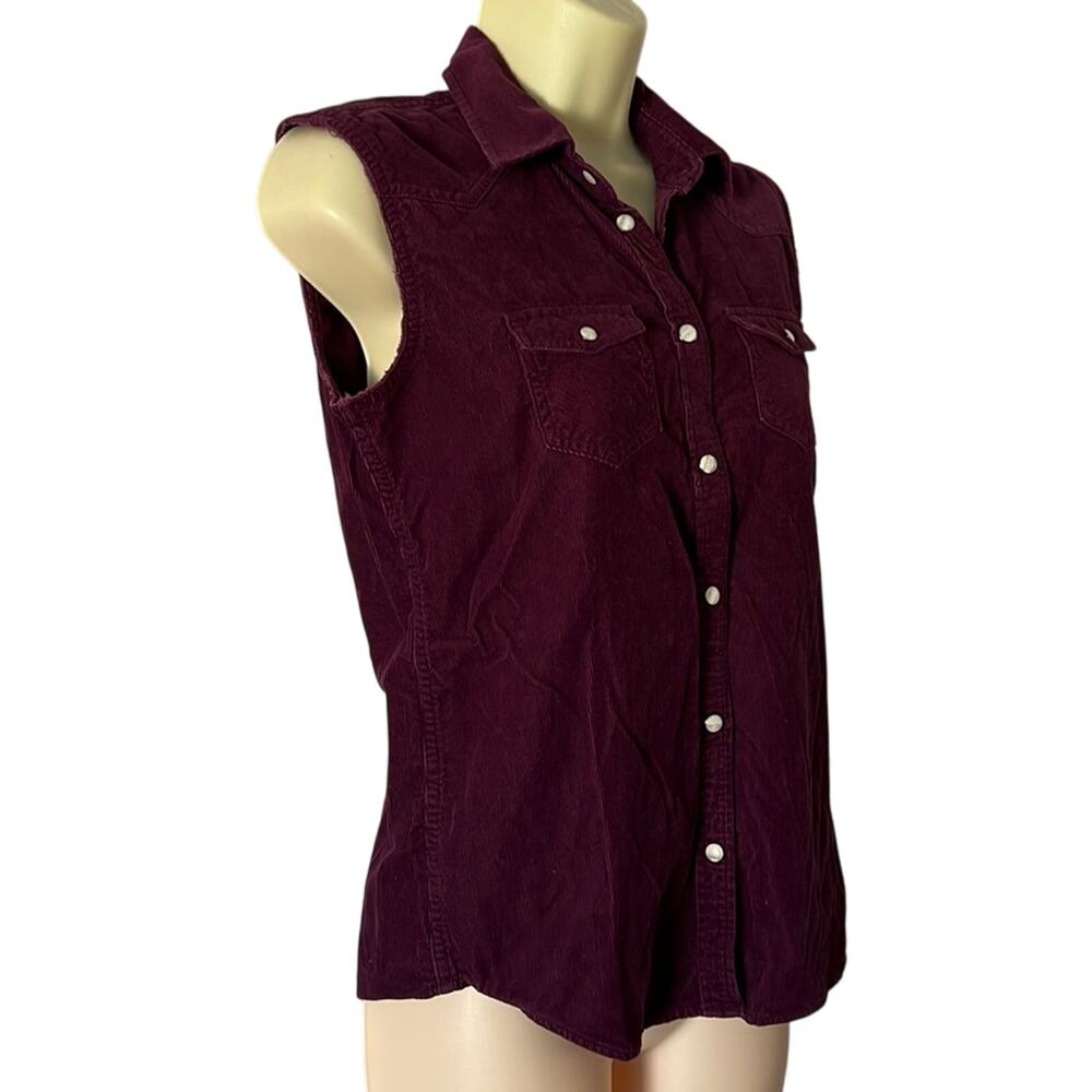 American Eagle Outfitters XS Purple Berry Snap Front Corduroy Blouse Westerncore - Picture 2 of 8